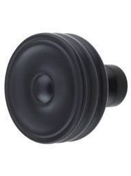 Brixton Ridged Cabinet Knob - 1 1/4 inch Diameter in Flat Black.